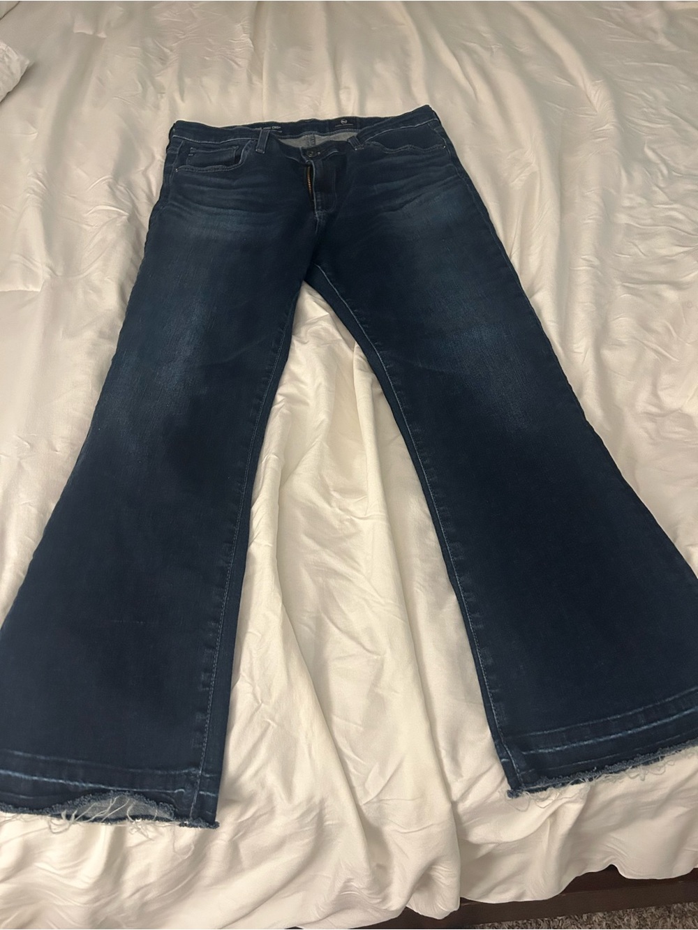 Ag Adriano Goldschmied Dark Blue Cropped Flare Jeans